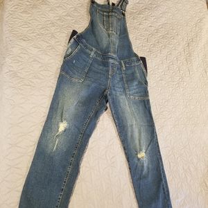 Maternity distressed overalls